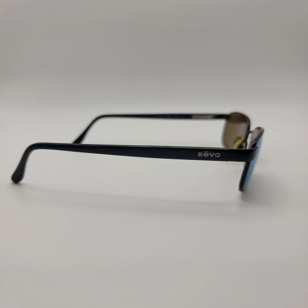 Revo RE 3005 001/62 Sunglasses Mens Black Blue Polarized Rectangular Metal Italy